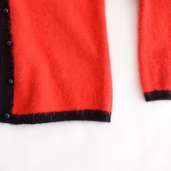 Vintage Refaella Petites Red 45% Rabbit Hair 40% Lambswools Button Down Cardigan - Picture 6 of 12